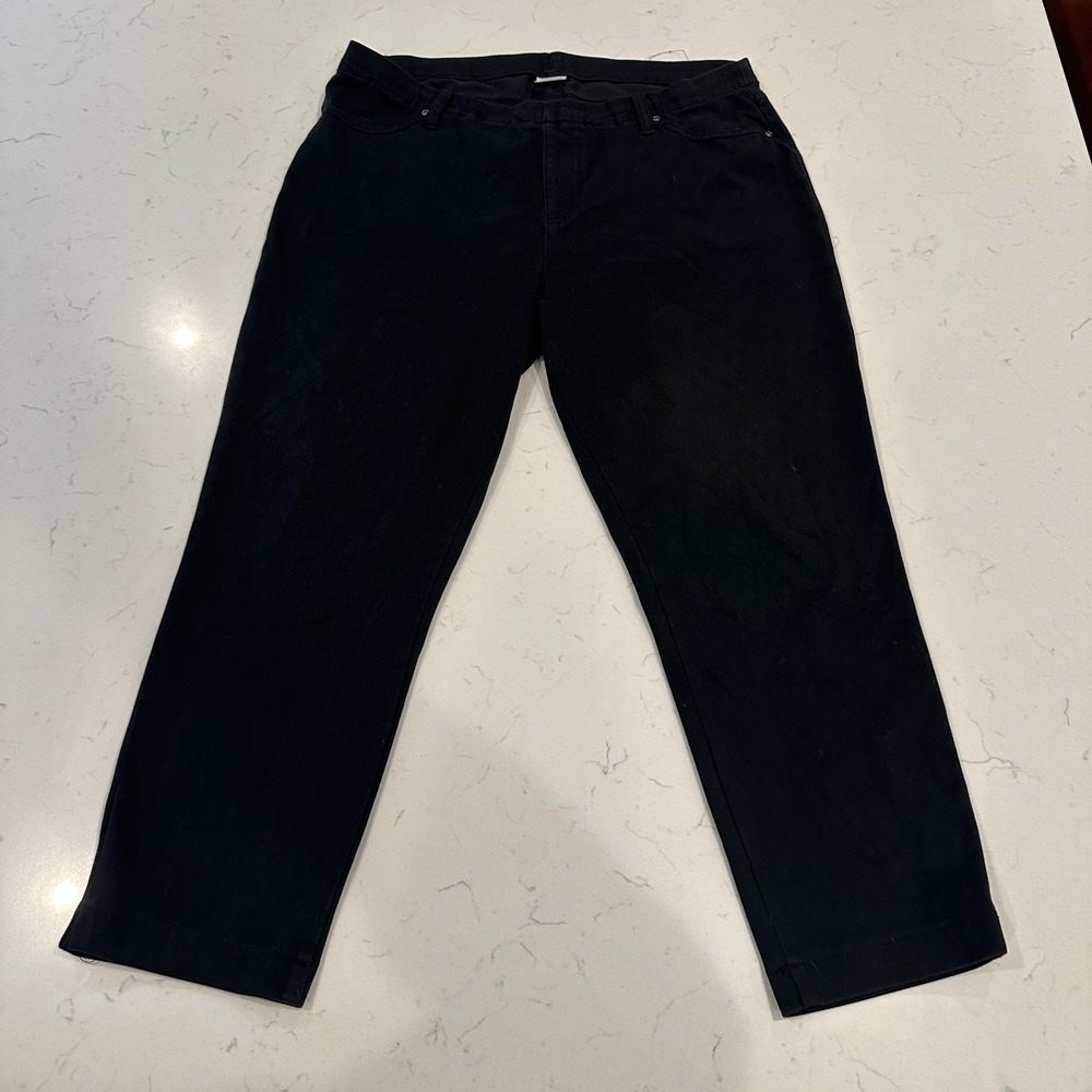 Time and Tru Womens XL 16-18 Black Cropped Pants Stretch Straight Leg 5 Pocket